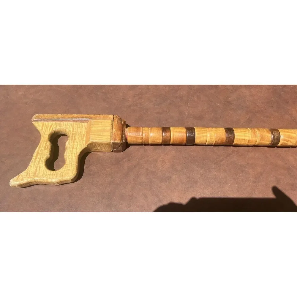 Handmade Saw Handle Walking Cane Folk Art Wood Walking Stick Carpenter
